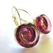 Vintage purple glass 2-hole button earrings, silver leverbacks