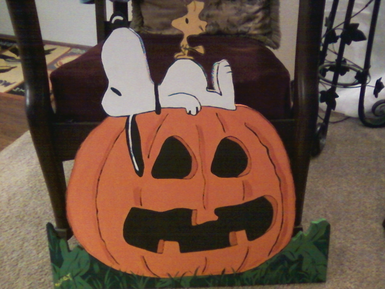 Items similar to Snoopy and woodstock Resting on a Pumpkin 24 Inches ...