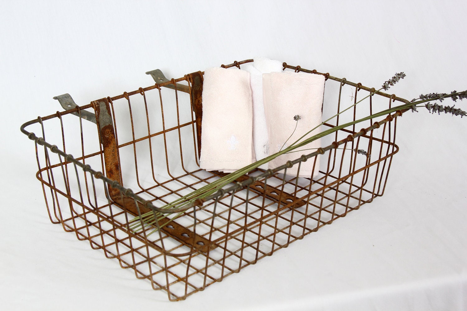Vintage Metal Basket, Industrial Storage
