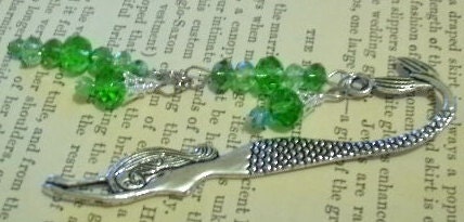 Beaded Mermaid Bookmark - Shades of Greens Swarovski Crystals & Millefiori Glass Beads