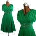 1950s 1960s Vintage Pleated Chiffon Dress / Cummerbund Waist Full Skirt / S M