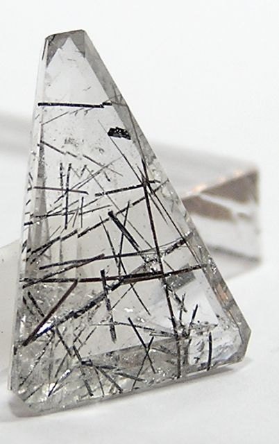 Tourmilated Quartz Black Schorl Tourmaline in Faceted Gemstone Cabochon