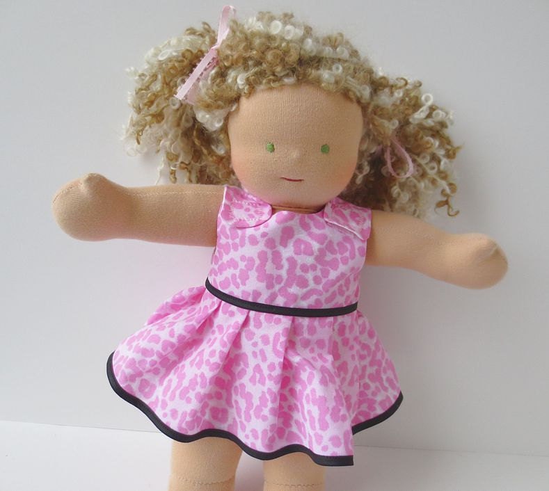 Girl Doll Clothes - Pink Cheetah Print Dress - Fits 14 to 16 Inch Waldorf, Bitty Baby, Baby Alive