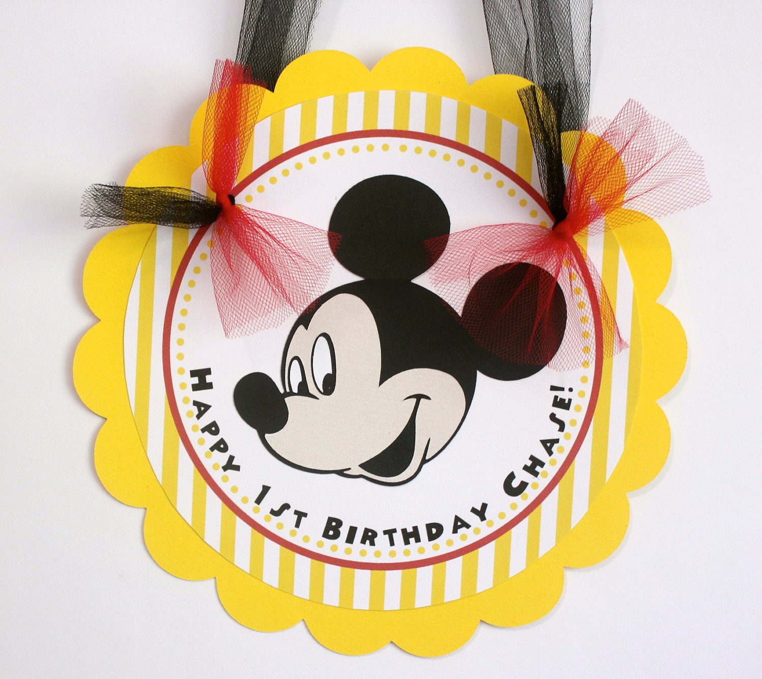 Mickey Mouse Door Sign - Red and Yellow