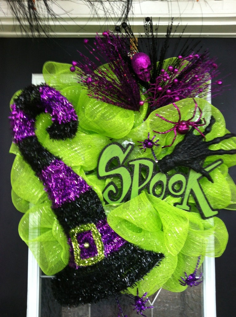 Halloween Wreath, Spider Wreath, Deco Mesh Wreath, Halloween, Spider, Pearl Wreath, Orange Wreath