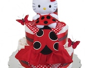 Hello Kitty Ladybug Diaper Cake 3 Tier/ Baby Shower Gift and New Baby Gift