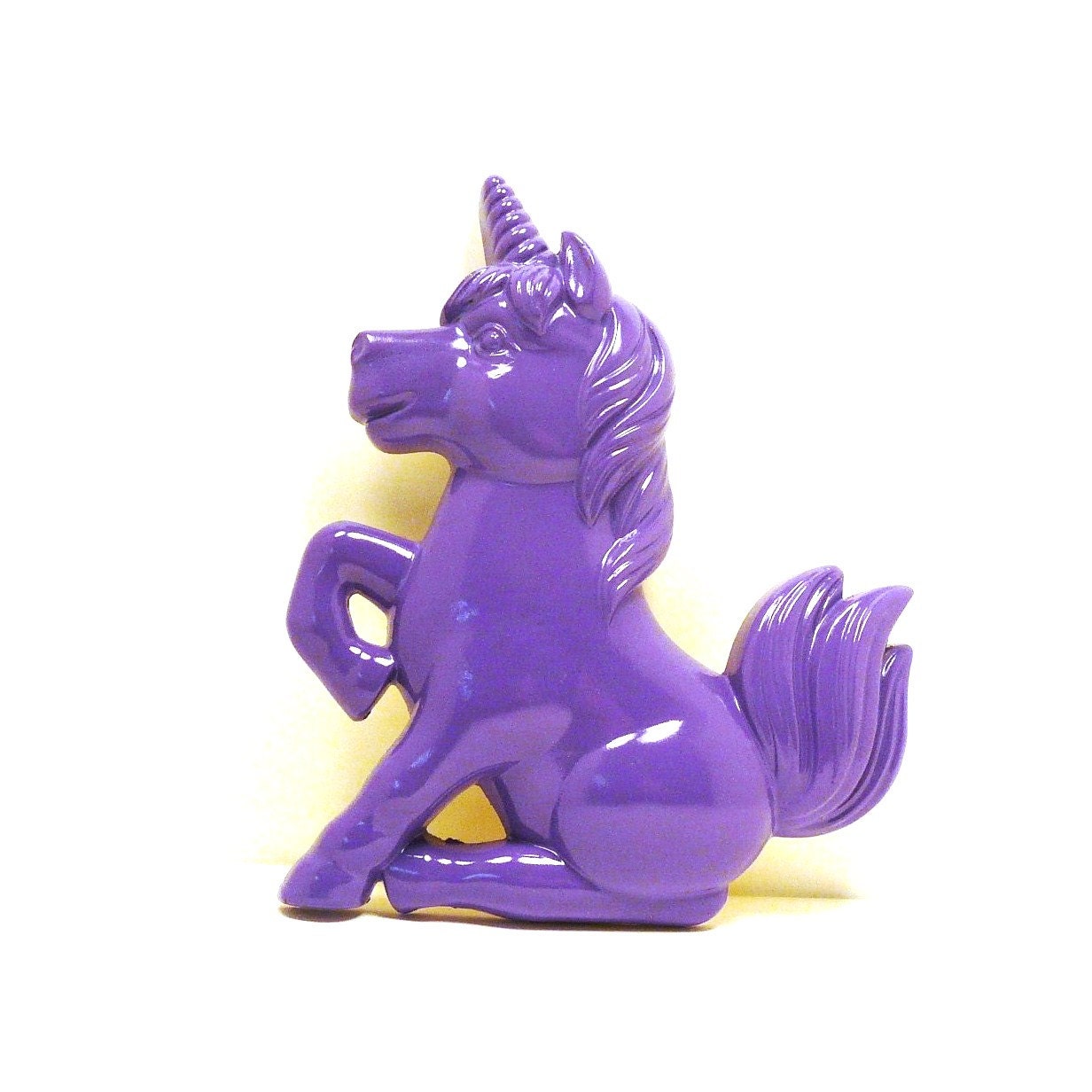purple unicorn wall hanging // violet home decor, upcycled unicorns, wall art, ceramics, mythical, kids, 80s, cartoon