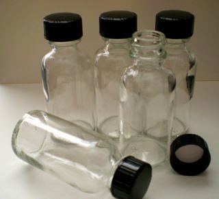 5 Glass Round Potion Bottles Size 3" inch tall