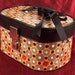 Unique Poppy Circles Decorated Upcycled Small Vintage Vanity Bag or Case