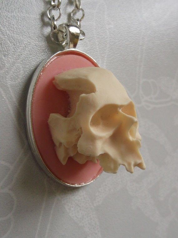 Romance is Macabre Peach and Ivory 3D Cameo Necklace