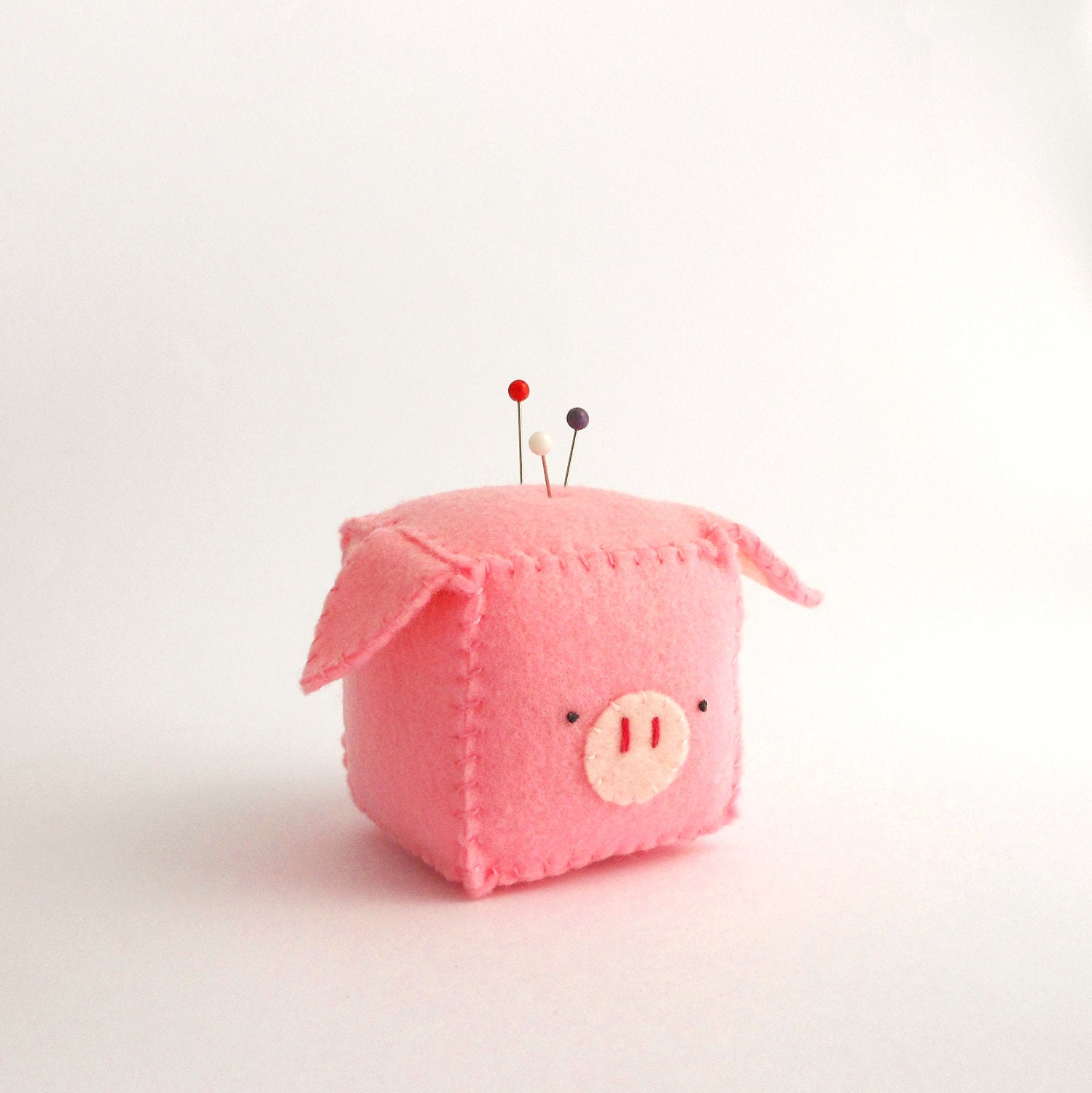 Cube Pig Pincushion, stuffed and soft toy, MADE TO ORDER