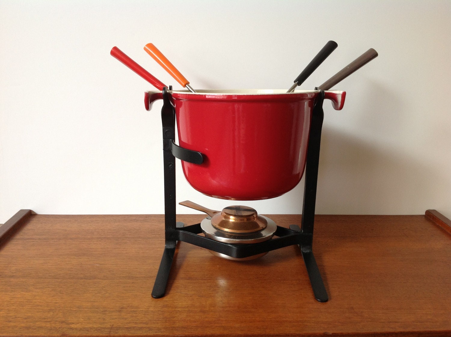 RESERVED Le Creuset Cast Iron Enamel Fondue Set RESERVED