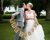 Customizable Burlap Wedding Banner Pendant Signage photo prop