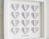 Personalised Heart Frame Gift / Custom 3D Hearts Song Lyric Wall Art / Wedding, Engagement, Anniversary