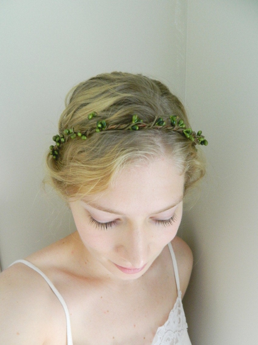 Green Berry Earthy Headband - Woodland Hair Accessory - Bride - Bridesmaid - Flower Girl