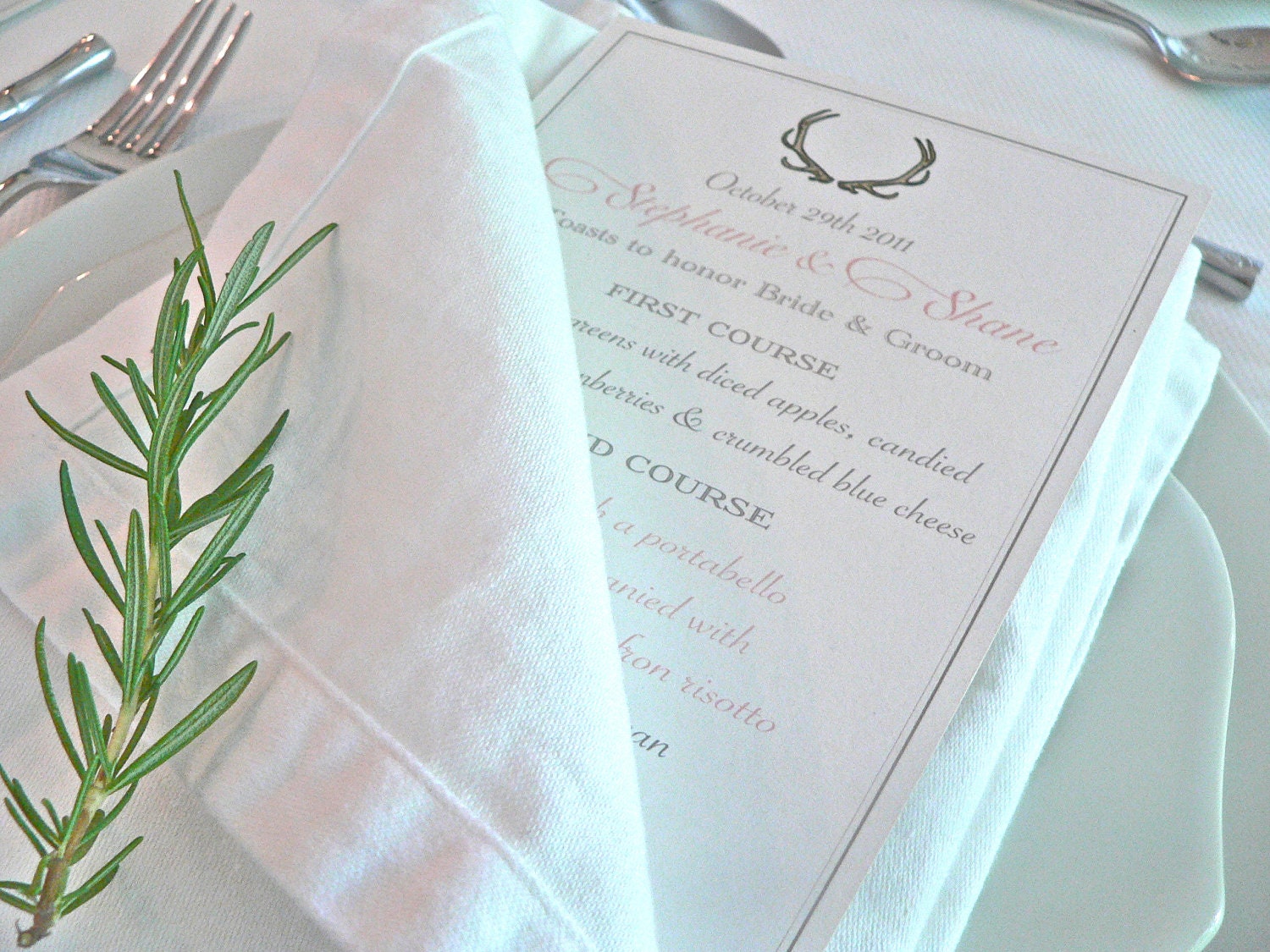 Antler Dinner Menu - great for rehearsal & wedding dinners PDF version only