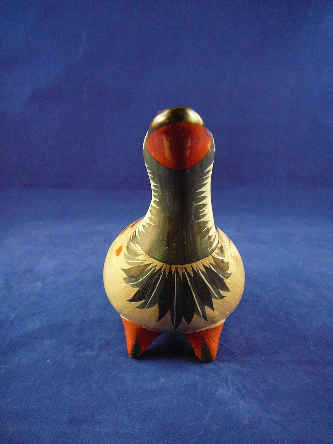 Vintage Mexican Folk Art Hand Crafted Clay Bird by V. Silva