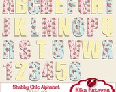 Shabby Chic Digital Alphabet - Digital Clipart / Scrapbooking - card design, invitations, stickers, web design - INSTANT DOWNLOAD