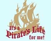 Pirate Ship Wall Decal - Kids Pirate Room Decor, Vinyl Wall Decal Decoration, Its a pirates life for me