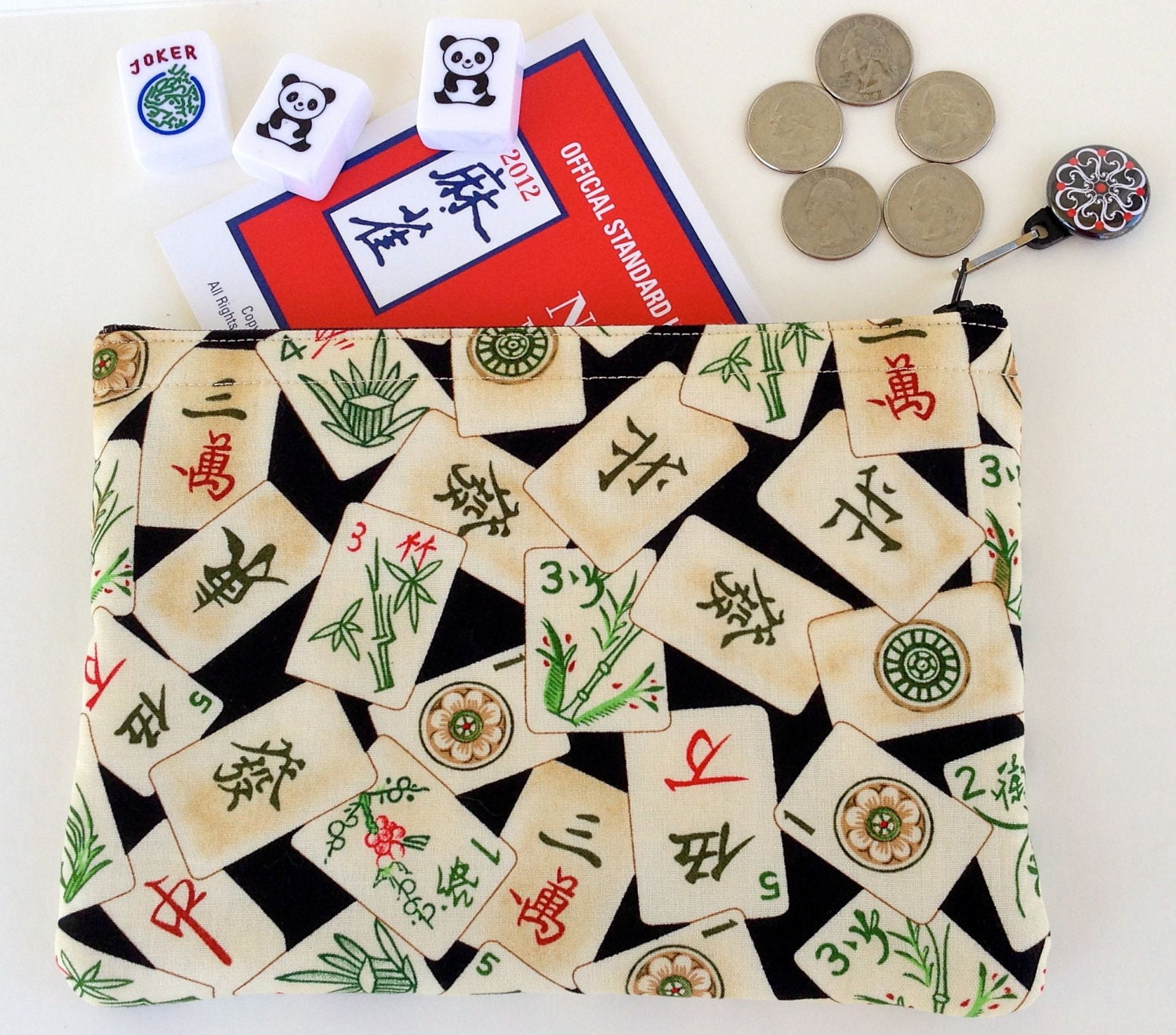 Quilted Mah Jongg Card Bag in Black