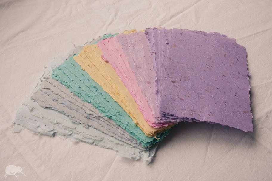 Handmade Paper, Colorful, CUSTOM ORDERS WELCOME, Recycled, 6 x 8.5, Sets of up to 20 sheets available