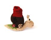 crochet snail, stuffed toy, nature inspired home decor, autumn ornament, shelf art, soft sculpture snail