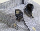 Vintage Men's Brooks Brothers Makers End-On-End Blue & White Striped Button-Down Shirt -- 16.5-33