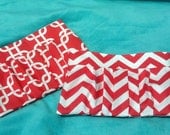Custom Coral Gotcha Geometric and Coral Chevron Clutch