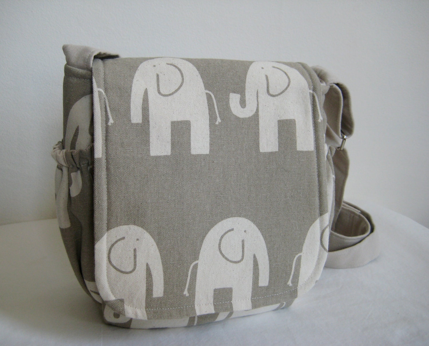 Messenger Bag, Small Cross Body Bag, Purse in Elephant print