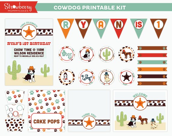 DIY Cowdog Birthday Party Printables Il_570xn