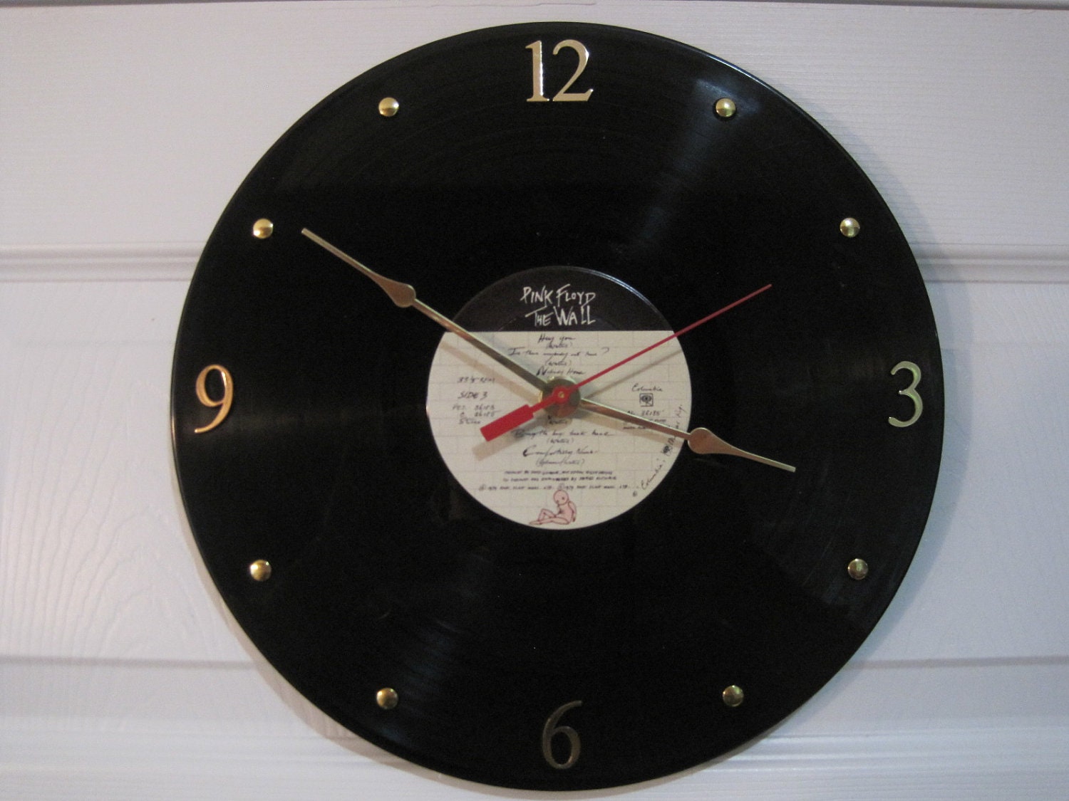 Pink Floyd - Vinyl LP record album clock. - The Wall - Upcycled