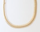 Statement necklace bib - Chunky Fish Bone - 24k gold plated