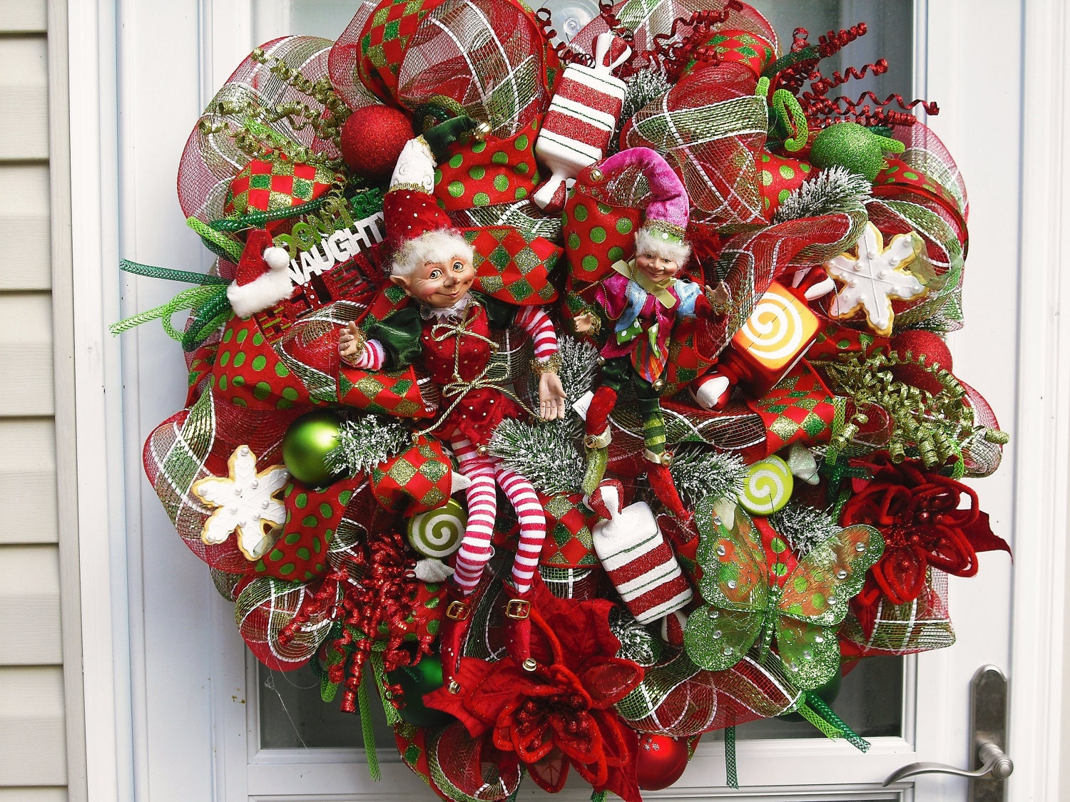 Elf Christmas Deco Mesh Wreath