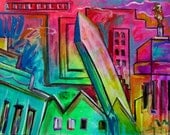 Neon Summer- original painting on canvas, 30x40,