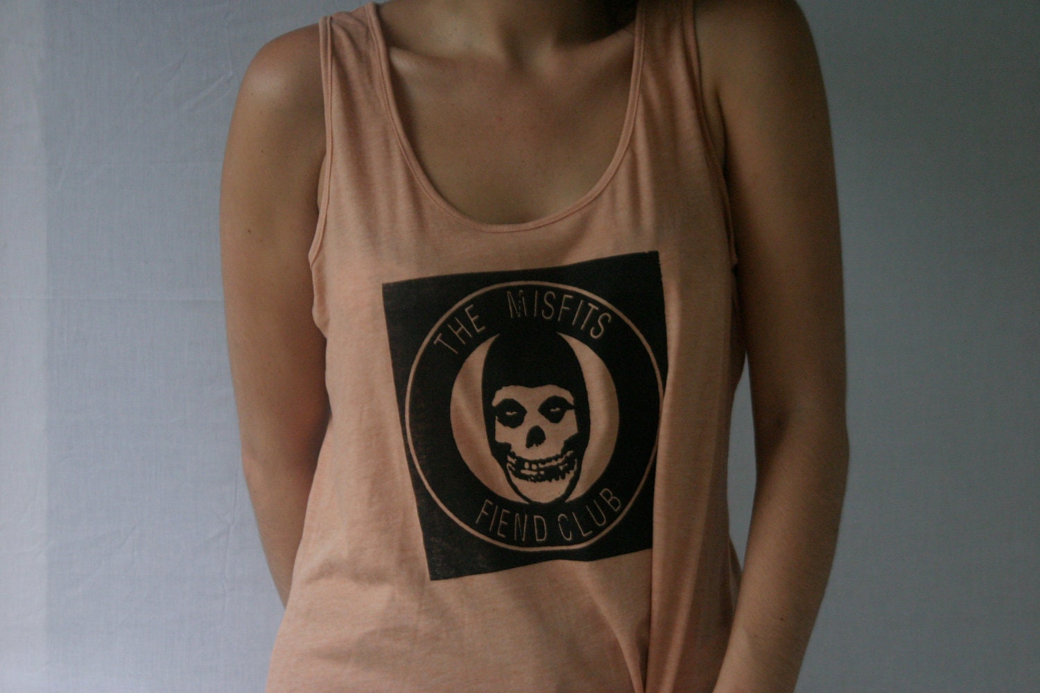The Misfits Fiend Club Light Pink Tank Top Sleeveless Shirt Blouse Size Medium