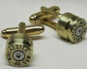 Bullet Cufflinks 40 S& W Brass Gold - Wedding Gift for Fiance