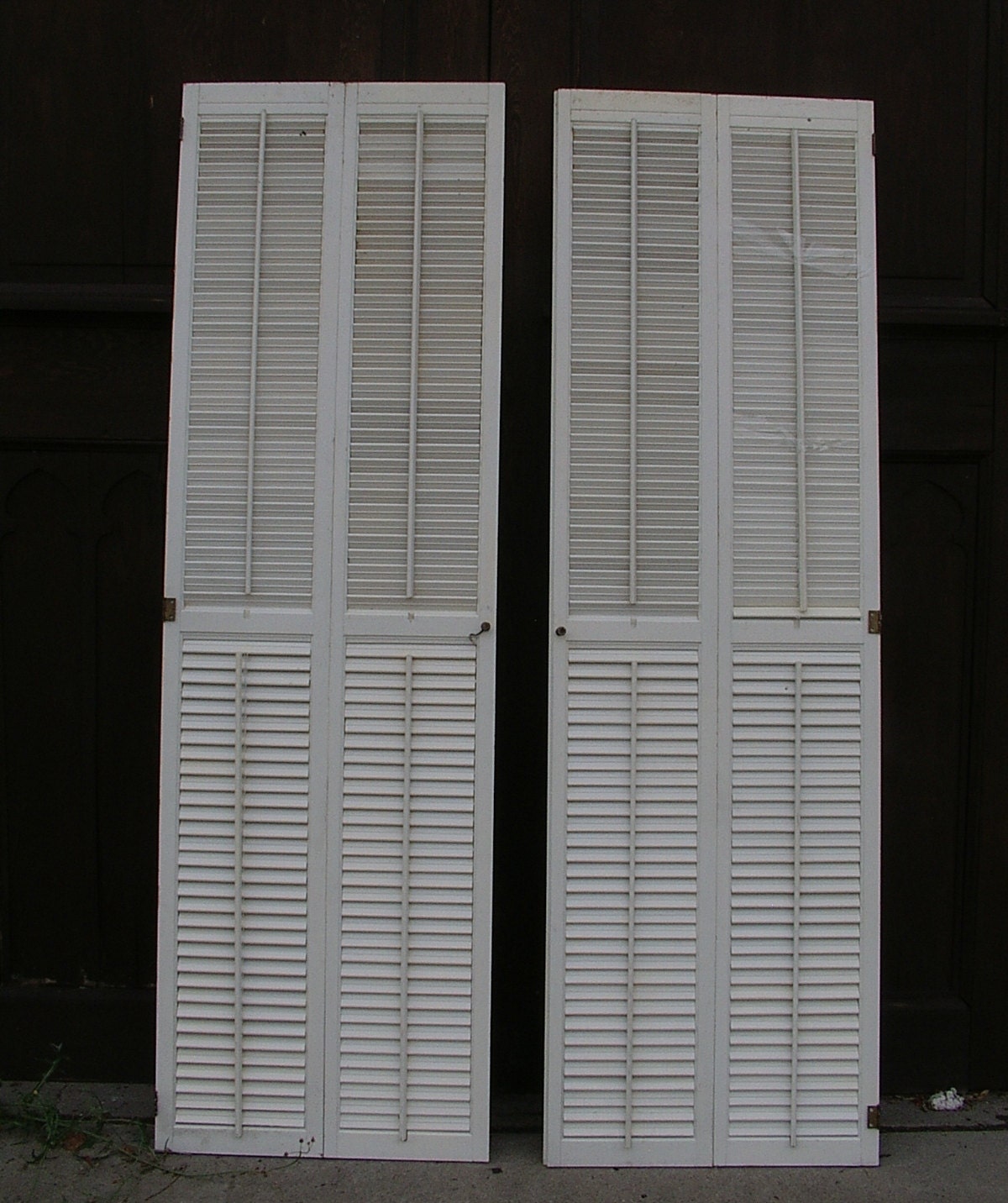 Pair Louvered Plantation Shutters Wood White by SmartSquirrel