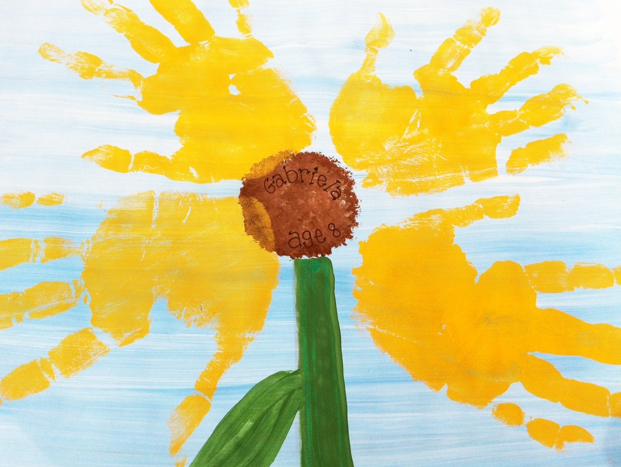 Flower Handprints DIY Craft Kit:  Hand Painted Canvas 8x10