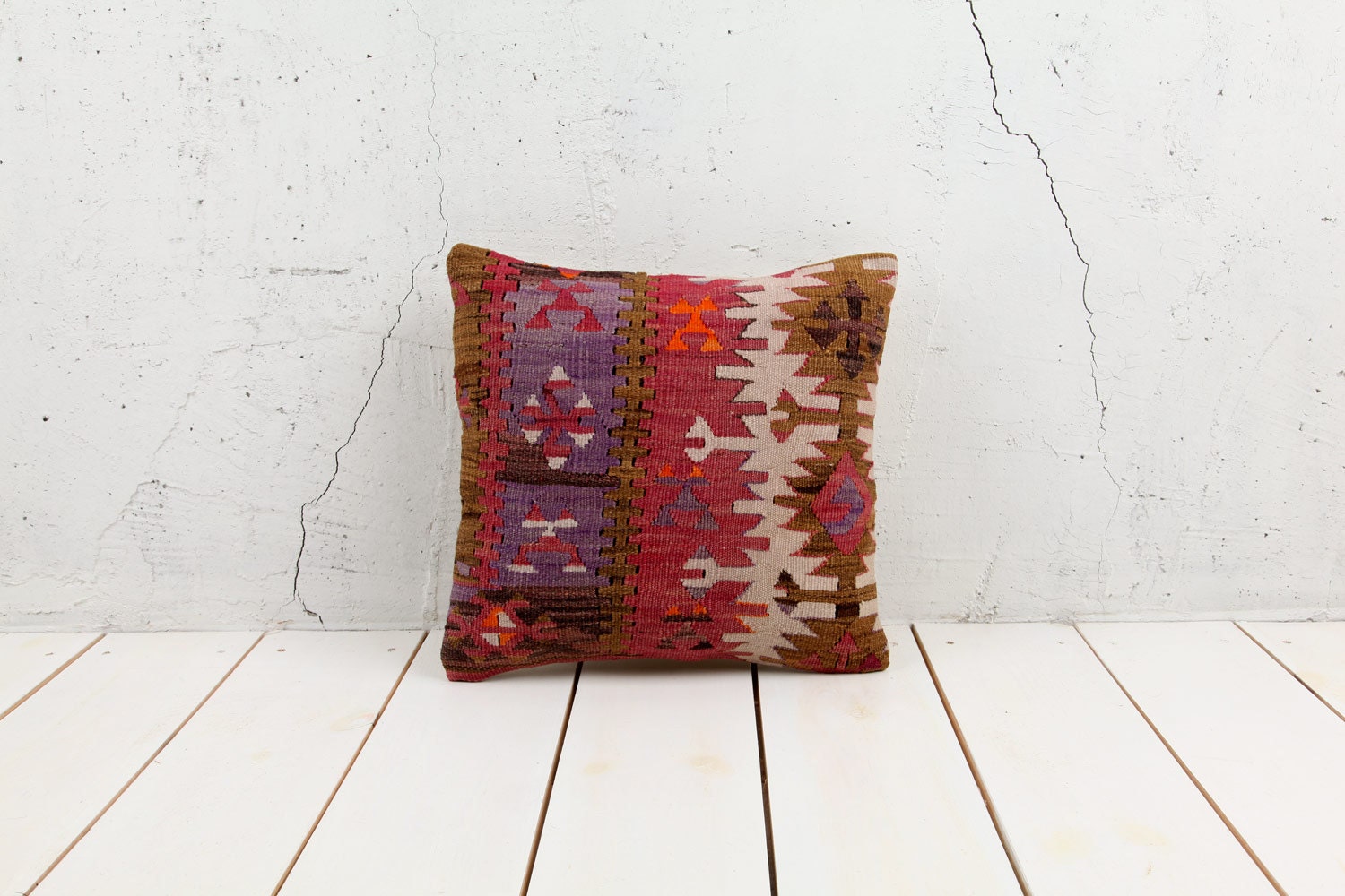 hand woven vintage kilim pillow cover - 15.75" x 15.75" - FAST shipment with UPS - 02337-59