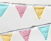 Flower Fabric Bunting Pretty Pink Blue Yellow