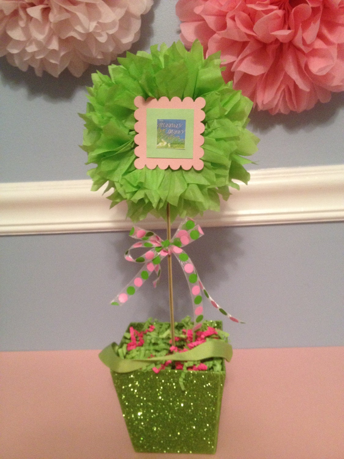 Tissue Paper Pom Pom Baby Shower Book Theme Centerpiece-  birthday party, wedding shower, bridal shower