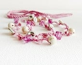 Pink pastel skinny headband bead crochet rope. Spring summer fashion rustic chic  avidteam