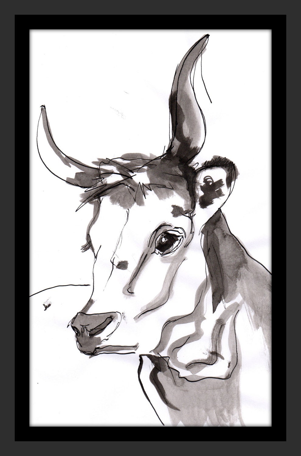 Ox Hand Painted - Animal Art Nature