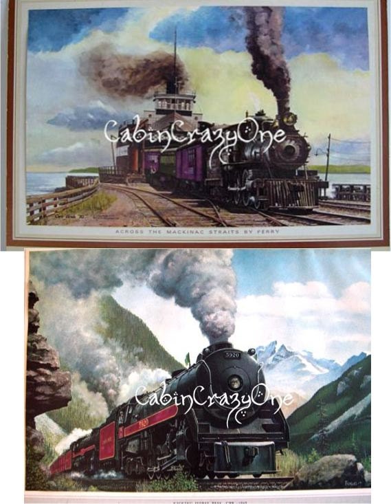 2 Vintage Steam Engine Prints