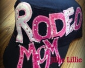 RODEO MOM hat, cadet or baseball cap, women, adjustable, bling