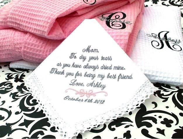 Mother of The Bride Handkerchief - MOB - Thank you for being my BEST FRIEND - Wedding - Weddings - Bridal Hanky - Hankie