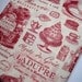 Vintage - Inspired French Ads Fabric, Fat Quarter, Red / Cream, 18" X 22" inches, 100% Cotton, For Victorian & Romantic Projects