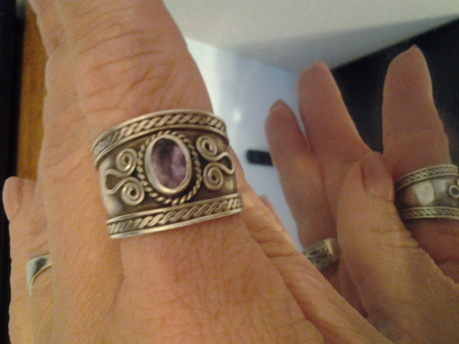 Reserved Vintage Silver and Amythest Ring