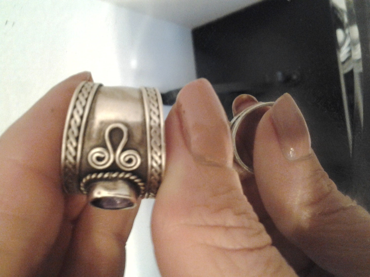 Reserved Vintage Silver and Amythest Ring