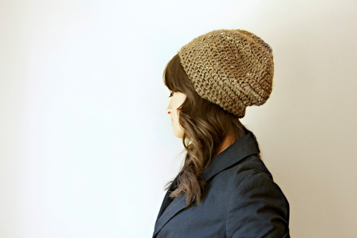 slouchy beanie - flecked barley brown - women's accessories
